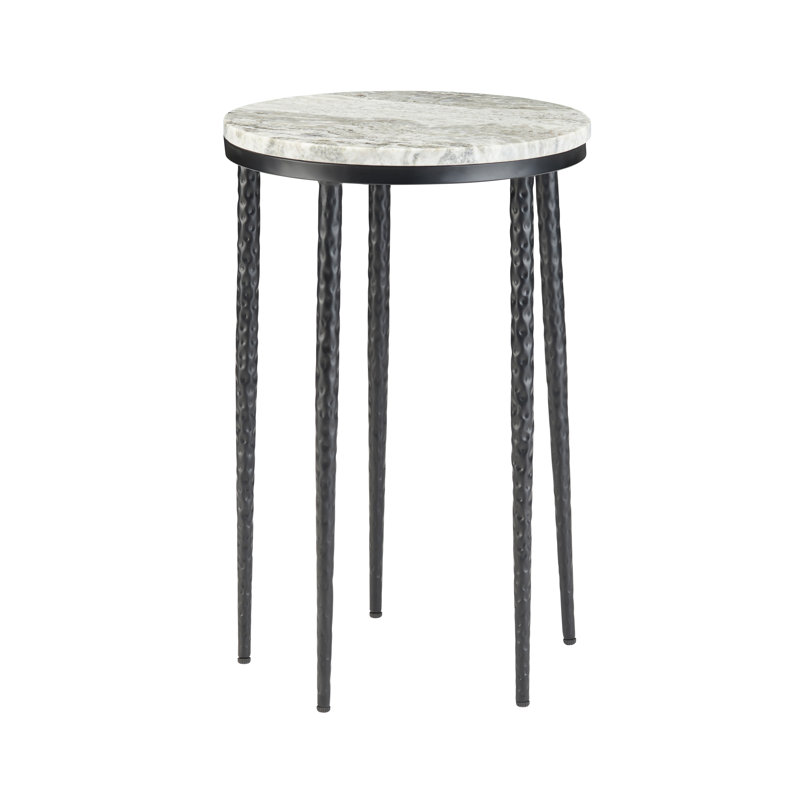 Round White Marble Accent_End Table