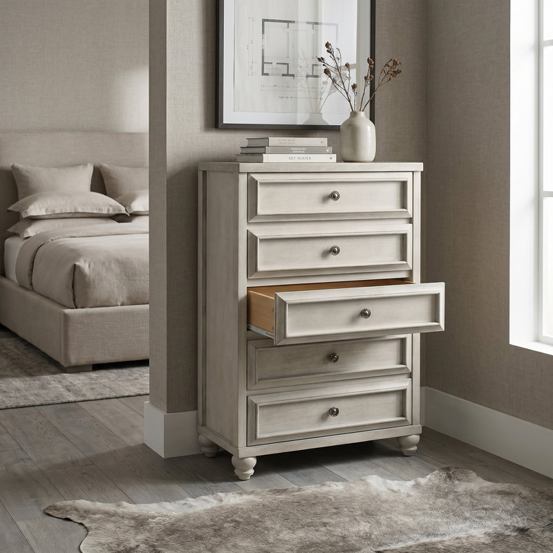 Commode 5 tiroirs Caskey, Anti-blanc