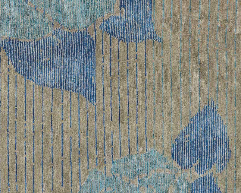 Lux Rose Floral Area Rug in Blue/Taupe, Rectangle 2' x 3'