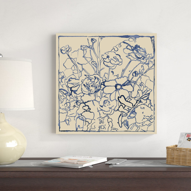 Croquis floral indigo II, H 20 po x l 20 po x P 1,25 po