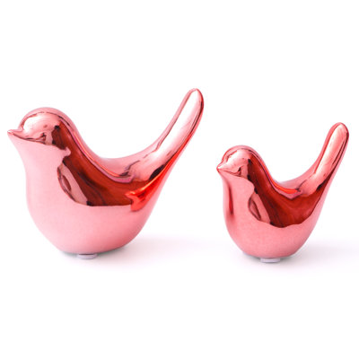 Small Birds Statues Pink Home Decor Modern Style Decorative Ornaments for Living Room, Bedroom, Office Desktop, Cabinets (2Pcs Pink Birds)