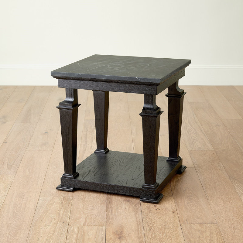 Marble End Table, Black Top/Black Base