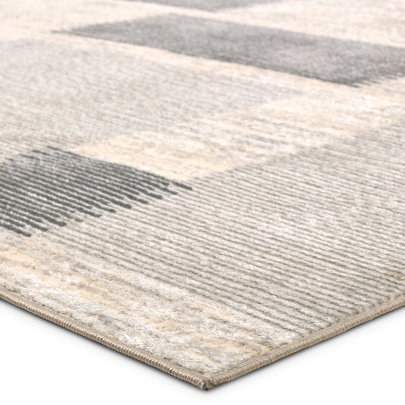 Label J  Bismuth Powerloomed Abstract White Area Rug, Rectangle 5'3" x 7'6"