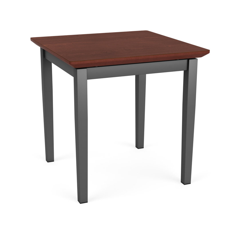 Lenox Steel Waiting Reception End Table Metal Frame 20x20" High Pressure Laminate Top, Charcoal, Canyon Cherry