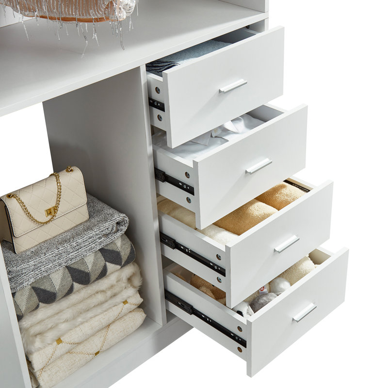 Armoire-penderie moderne en bois: 6 tablettes et 6 tiroirs