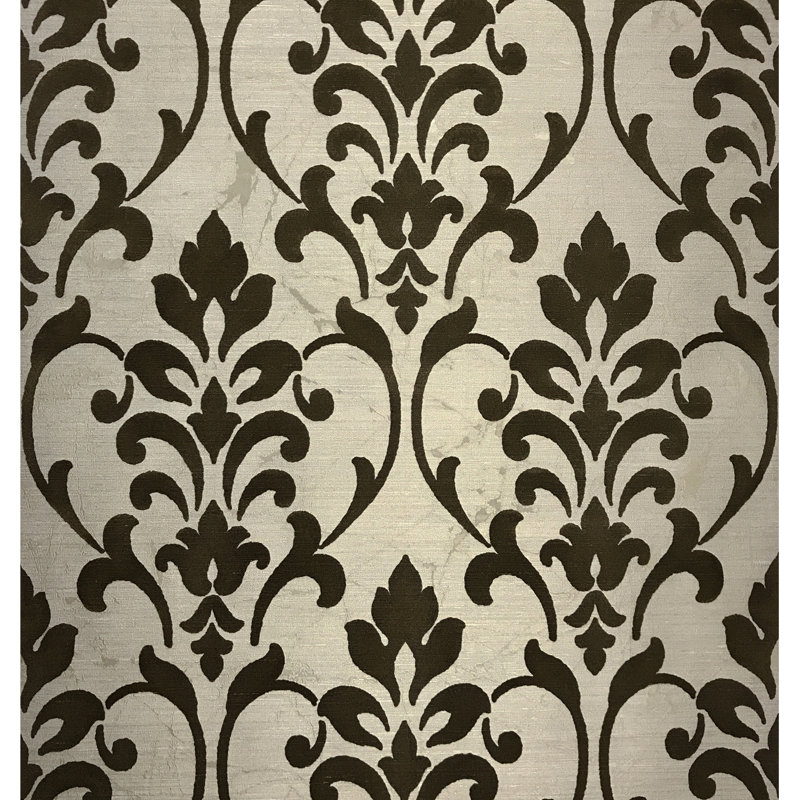 Rouleau de papier peint en relief Asberry, Or, brun chocolat