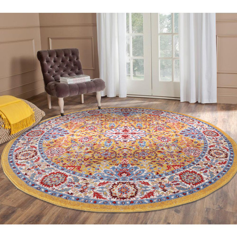 Tapis jaune à motif oriental Penton
