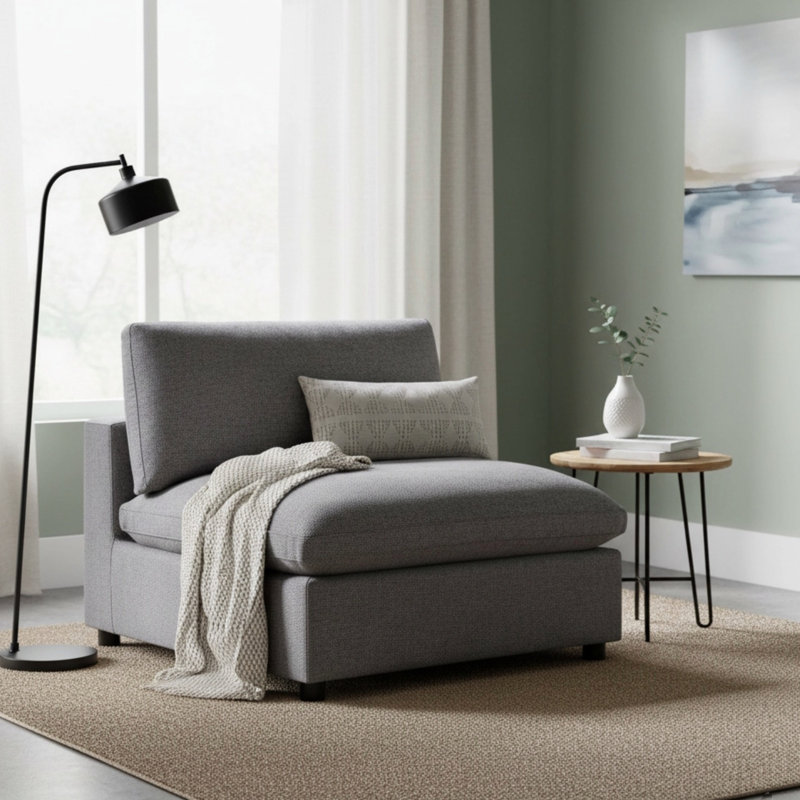 Fauteuil de chambre sans accoudoirs Cassandra: Finition gris anthracite, Tissu gris anthracite