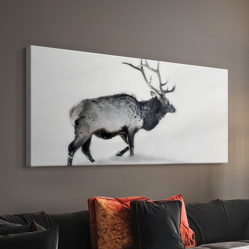 «Lone Bull» - Toile tendue avec châssis - Prêt à accrocher, H 16 po x l 32 po