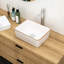Lavabo de salle de bain rectangulaire en céramique 16 x 12 pouces blanc - style moderne, teinté, installation sur comptoir moderne, teinté, fixation