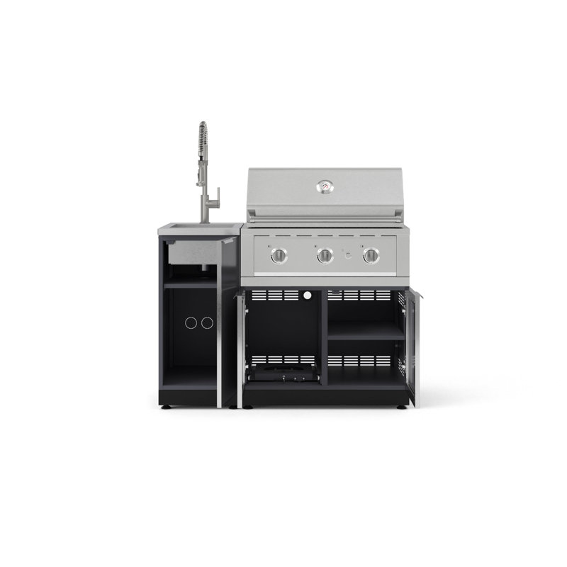 Ensemble d'armoires d'extérieur 3 pièces en aluminium gris ardoise pour l'extérieur