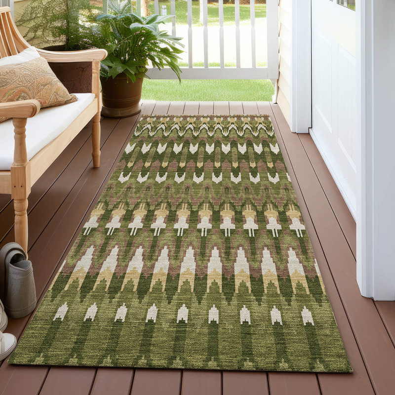 Washable Abstract Indoor / Outdoor Rug, Runner 2'3" x 7'6"