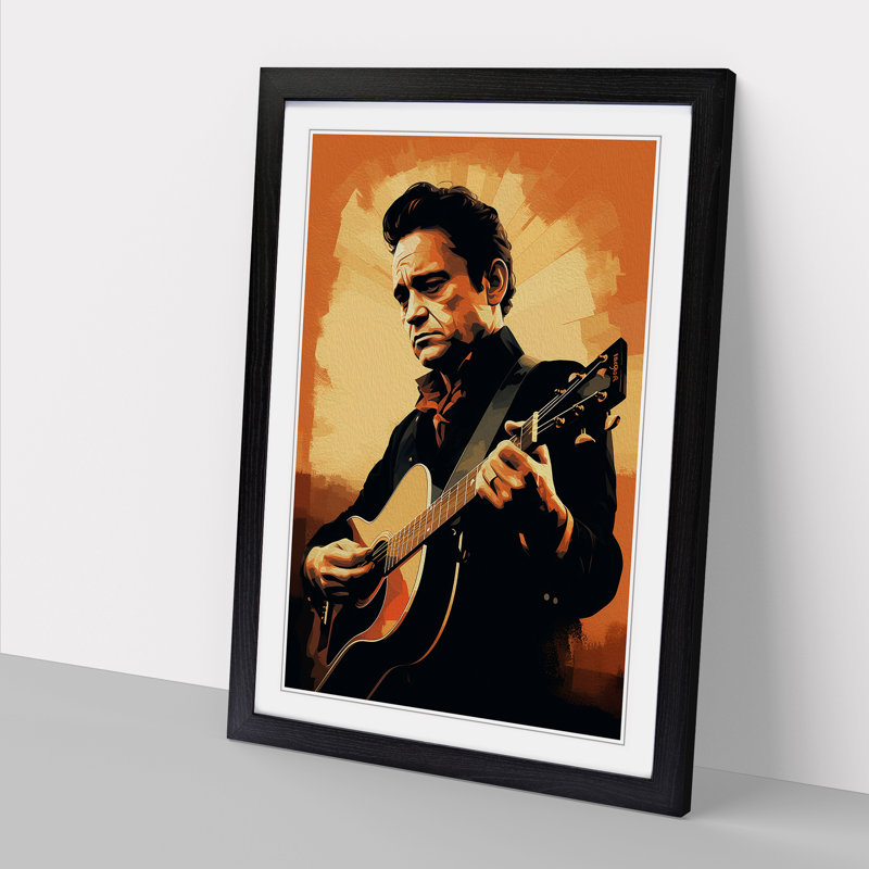 Johnny Cash Digital - Framed Print, Black Framed, 64cm H x 46cm W x 2cm D
