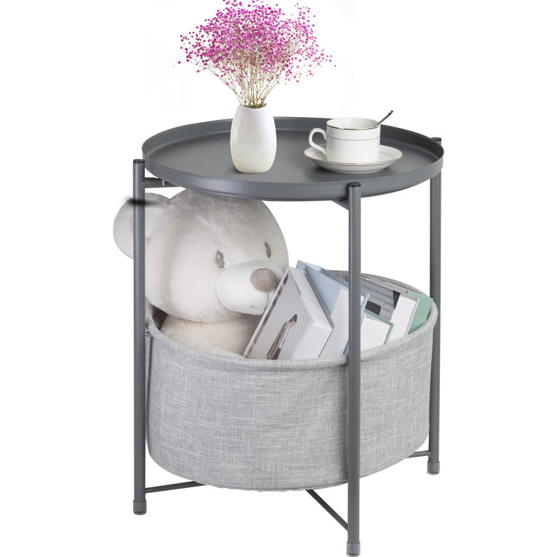Serik Iron Tray Top End Table, Grey