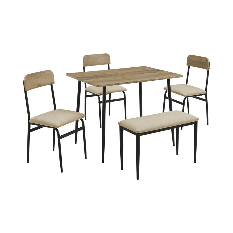Ensemble de salle à manger, ensemble de 5 pièces, 40 po rectangulaire, petit, cuisine, métal noir, contemporain, moderne