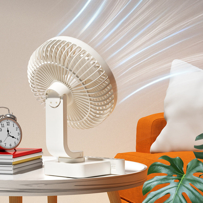 Ventilateur de table kbndieu, ventilateur de bureau à pile rechargeable avec DEL, ventilateur de table silencieux pour la maison, inclinaison à 180 °, 3 réglages de vitesse, ventilateur portatif pour le bureau, la cuisine