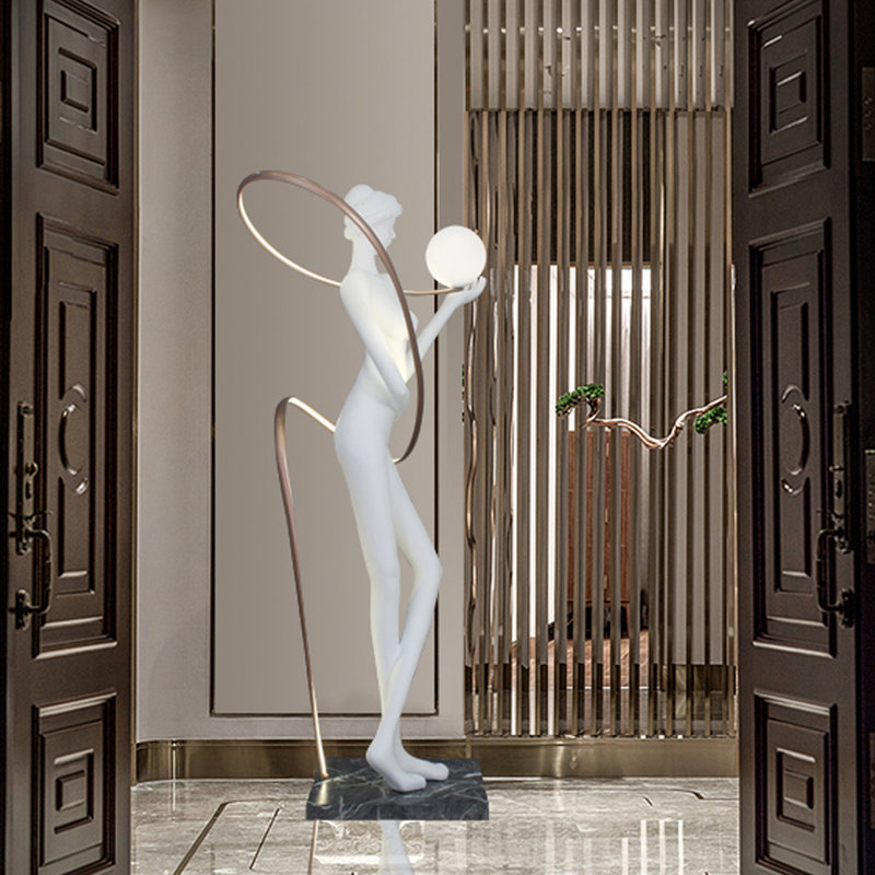 Lampes sur pied en résine blanche et en plastique renforcé de fibres de verre, Blanc