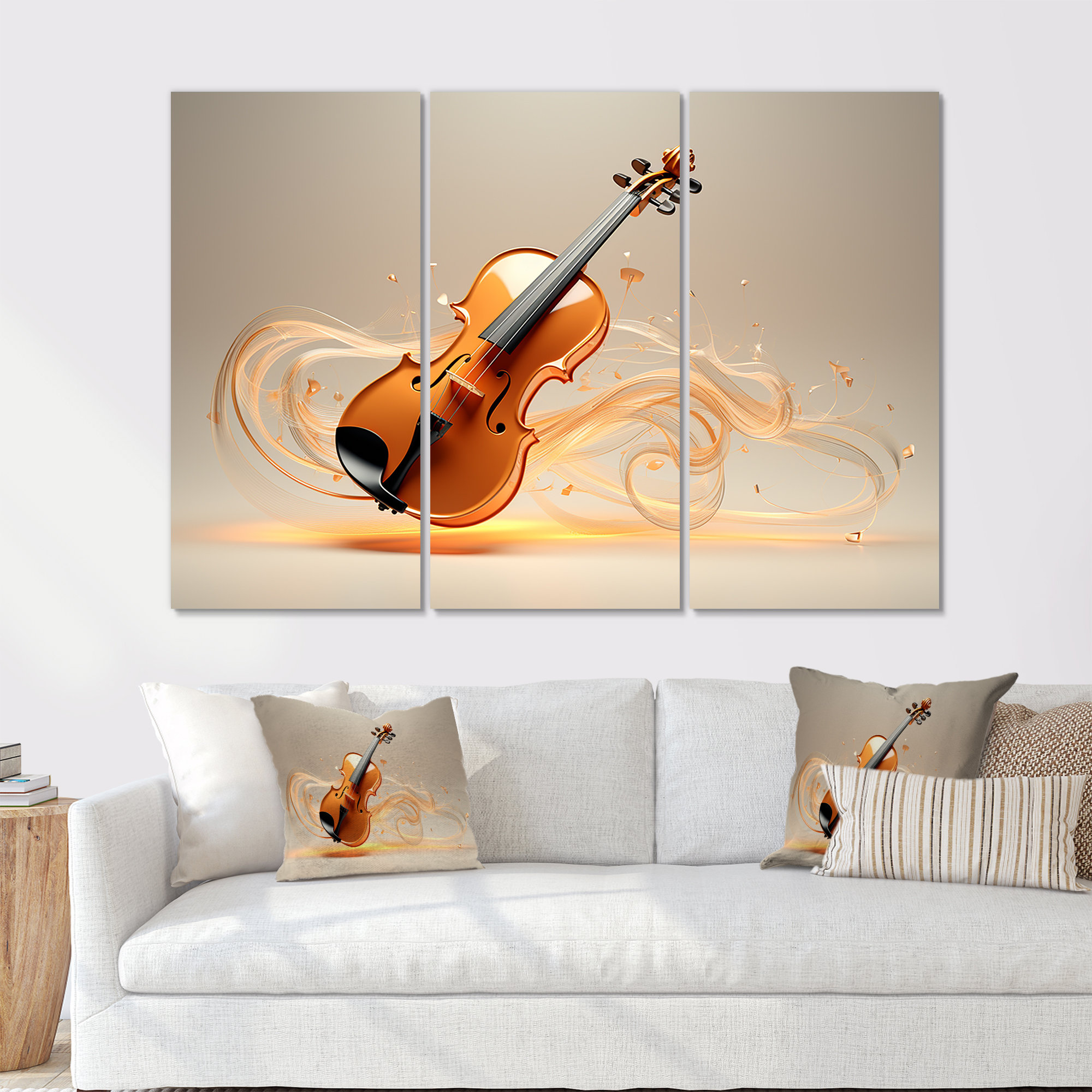 Lark Manor™ Vibrant Violin Auburn Elegance - Music Canvas Art Set ...