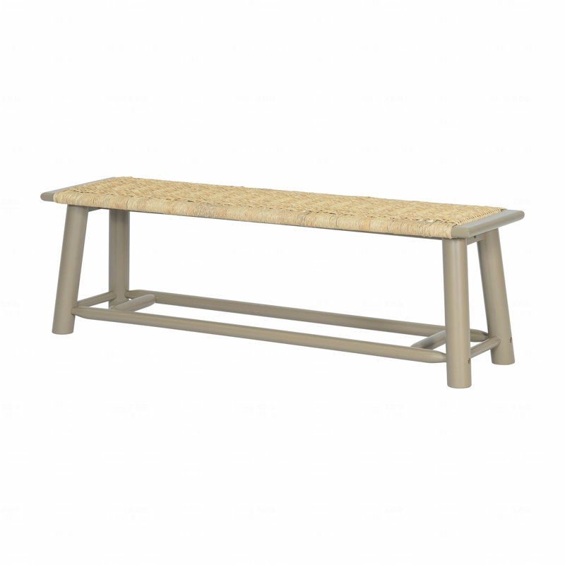 Farmhouse Modern Solid Wood Rattan Bench, Gold