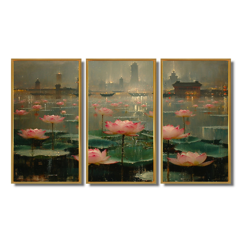 Alfred - Ensemble de salon Lotus, Cadre flottant doré, H 32 po x l 48 po x P 1 po