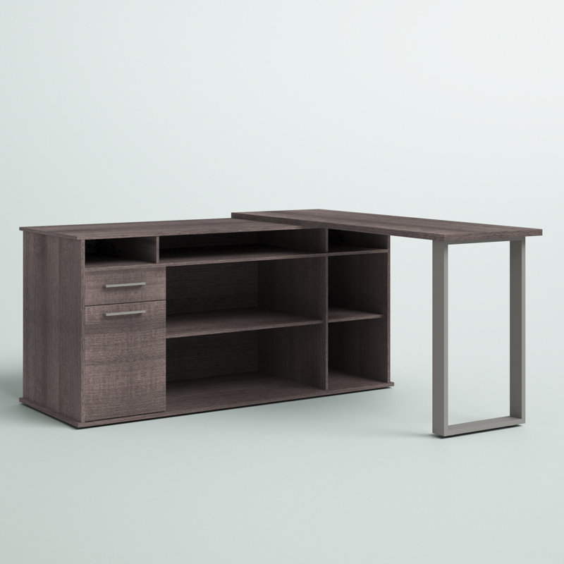 L-Shaped Computer Desk, Bark Gray