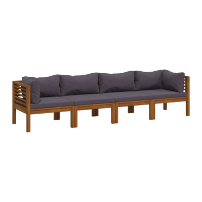 27.2" Wide Acacia Wood Species Square Patio Sofa with Cushions