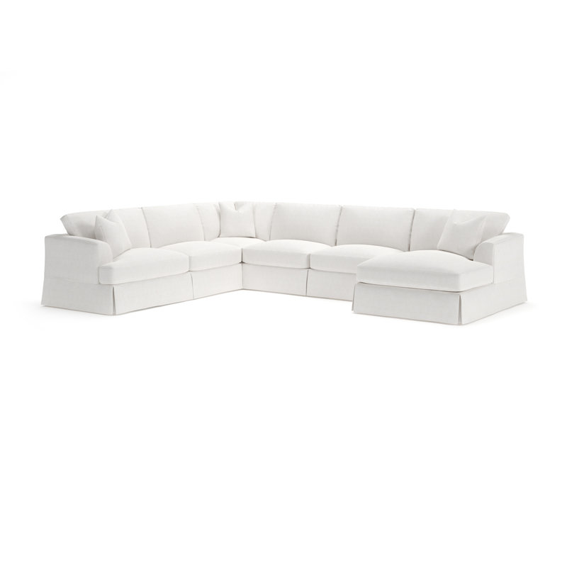 Lucia 5 - Piece Slipcovered Sectional, Right Hand Facing, Zuma Charcoal Textured Linen