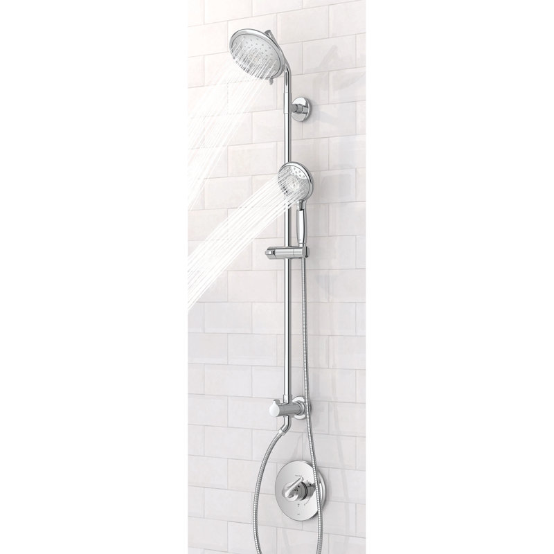 Polished Chrome Adjustable Dual Shower System with Handheld and Rain Heads