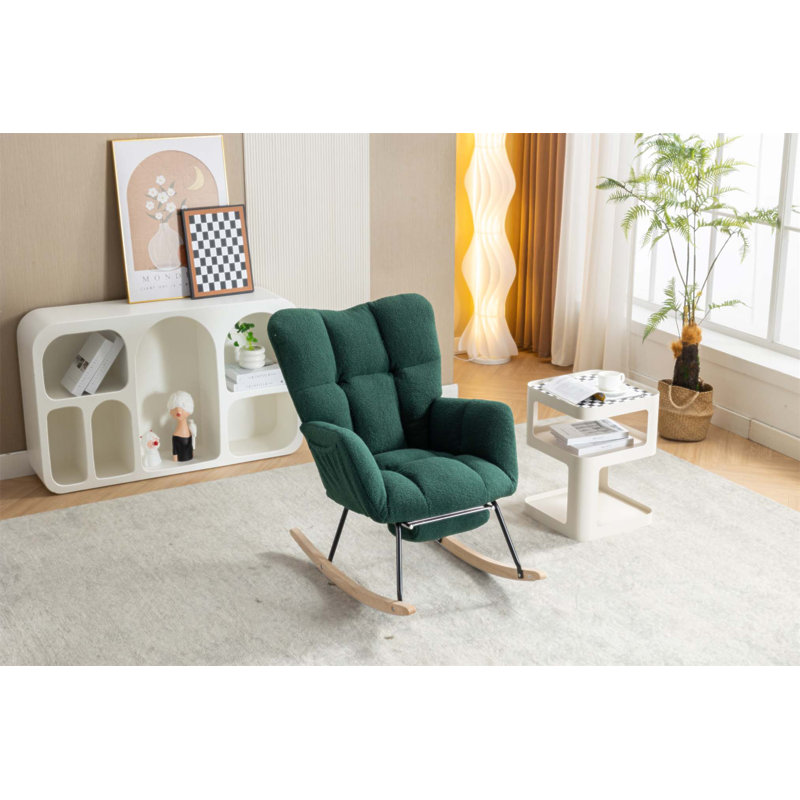 Chaise berçante confortable en tissu avec repose-pieds réglable, parfaite pour la détente et le soutien ergonomique