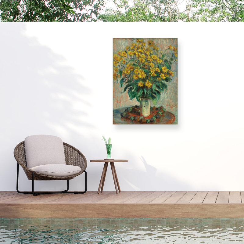 Nuage Monet, fleurs d'artichaut en plein air, toile de plein air, H 35 po x l 47 po