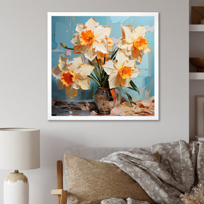Jonquilles fleuries avec un pinceau féroce