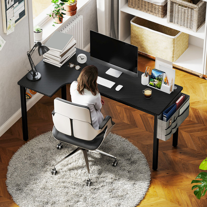 L-Shaped Metal Base Computer Desk