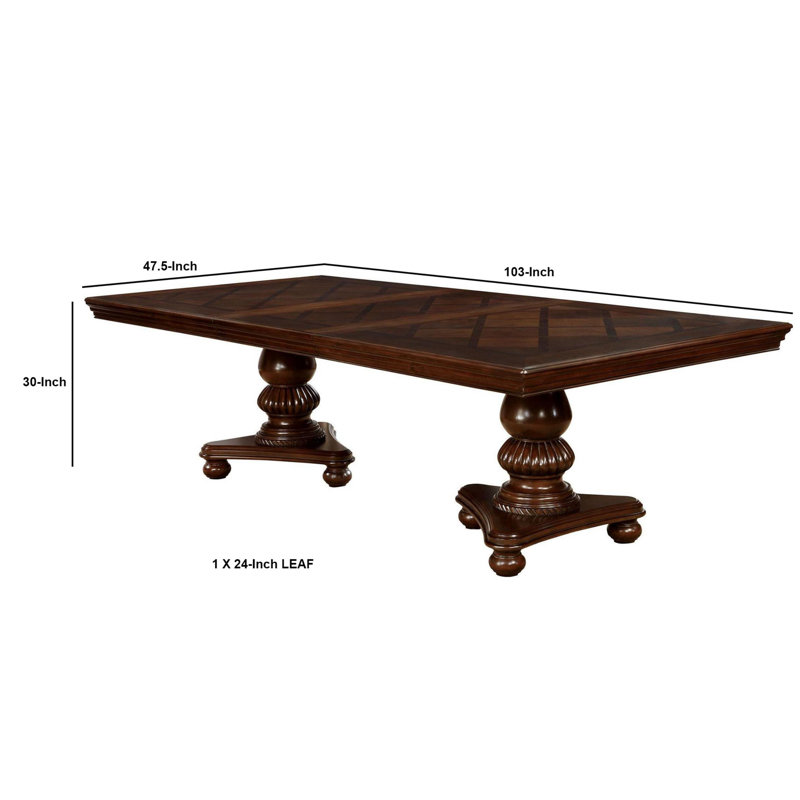 Nannie Extendable Dining Table, Brown Cherry