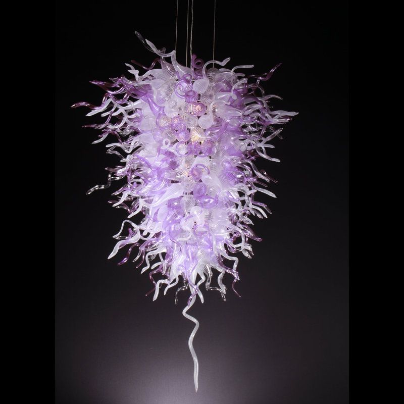 Lustre géométrique à un état/unique 4 lumières Lincoln, Mauve / blanc / transparent
