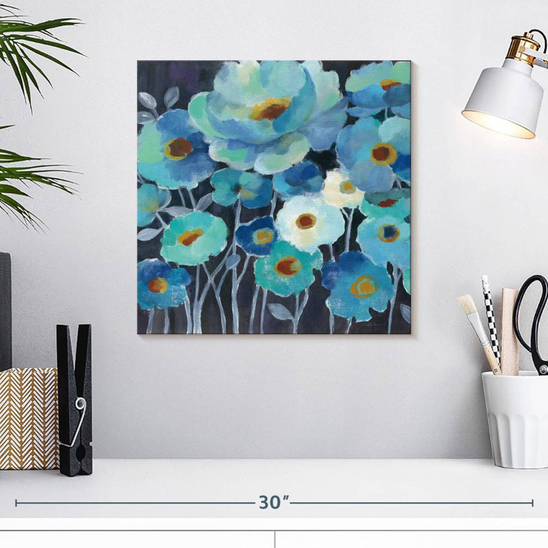 Fleurs indigo II, H 16 po x l 16 po