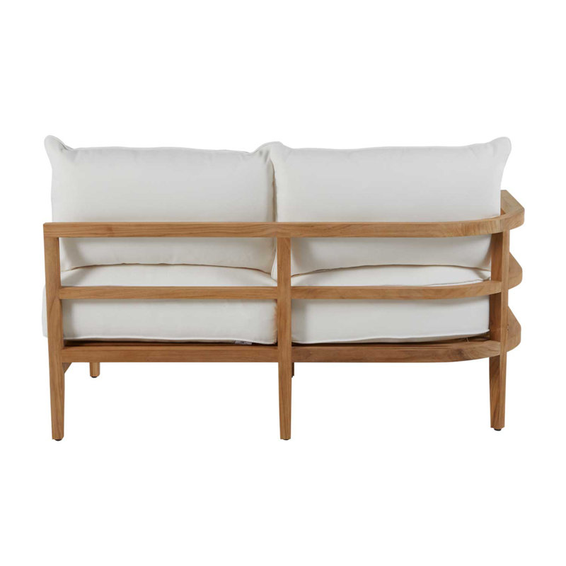Santa Barbara Teak Left Arm Facing - Natural Teak, Natural Teak, Rollo Lace InsideOut® Linen, Welt + Standard fill