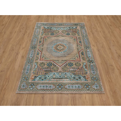 4'1" x 6'0" New Hand Knotted Brown Wool & Silk Rectangle Oriental Rug - MOA10291912