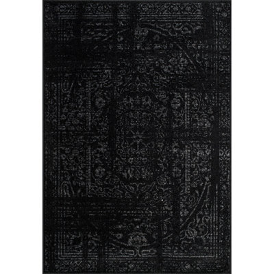 Adetoun Traditional Power Loom Performance Black/Grey Rug