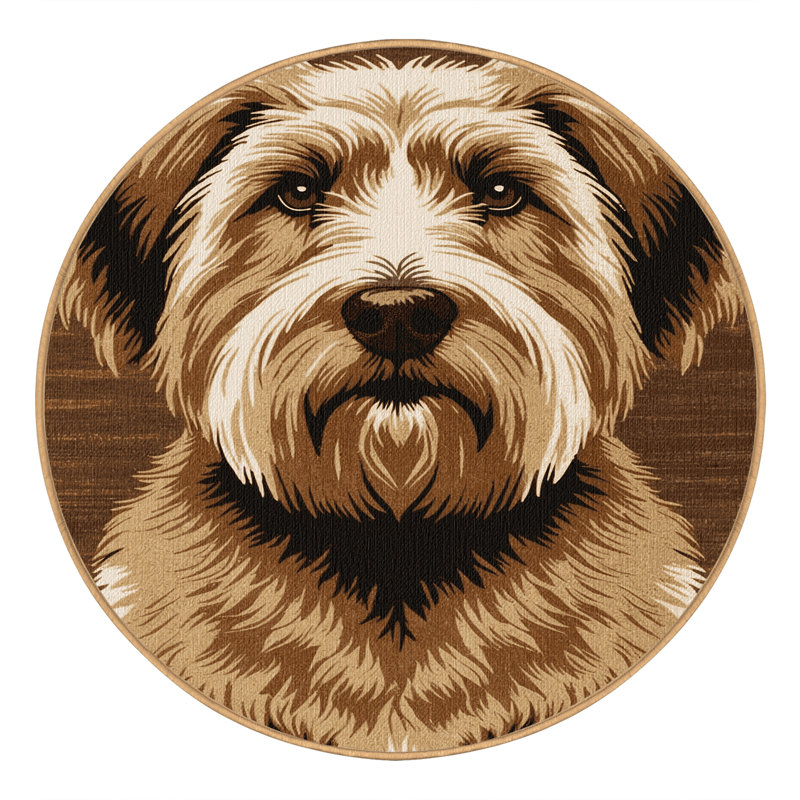 Washable Briard Dogs Area Rug, Round 6'