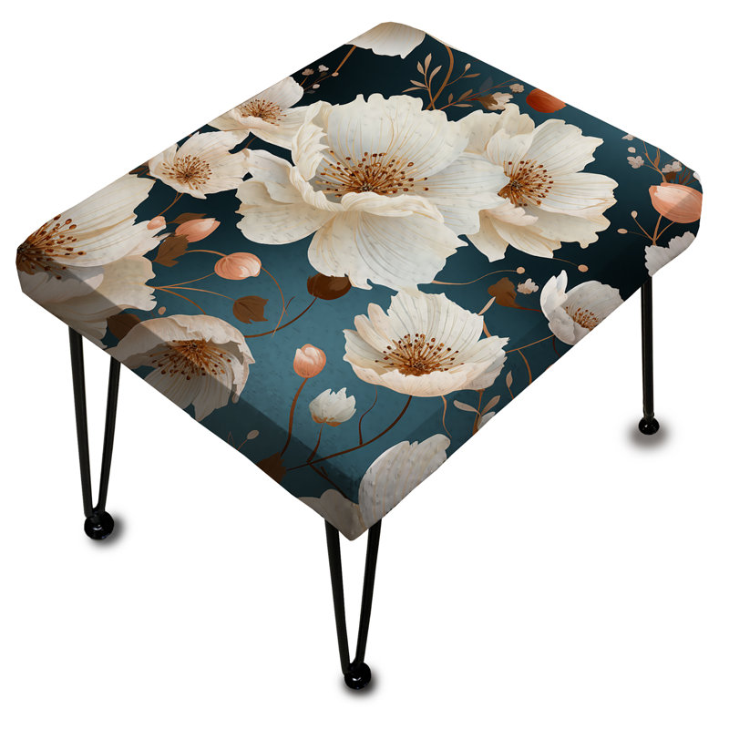 Mystic White Floral Splendor - Repose-pieds rectangulaire floral