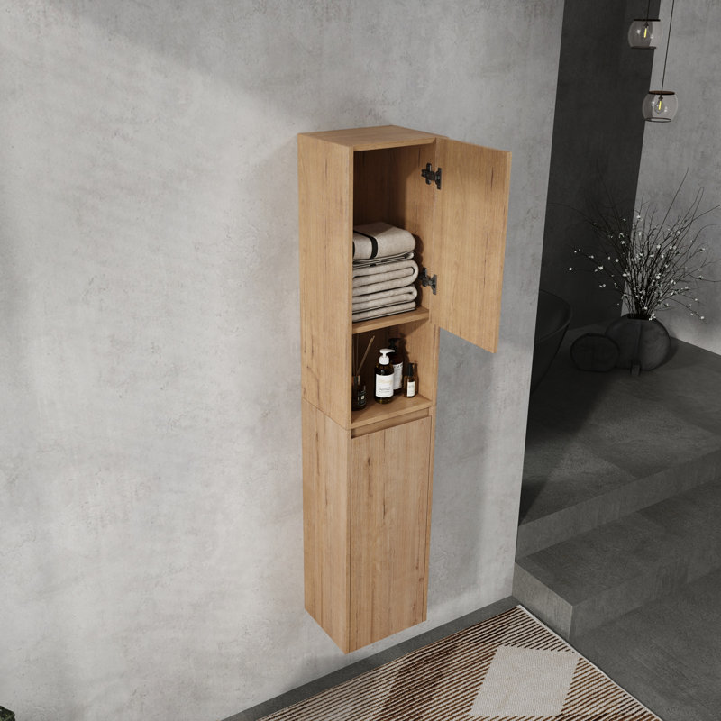 Armoire de salle de bain latérale, portes à fermeture douce, conception à fixation flottante