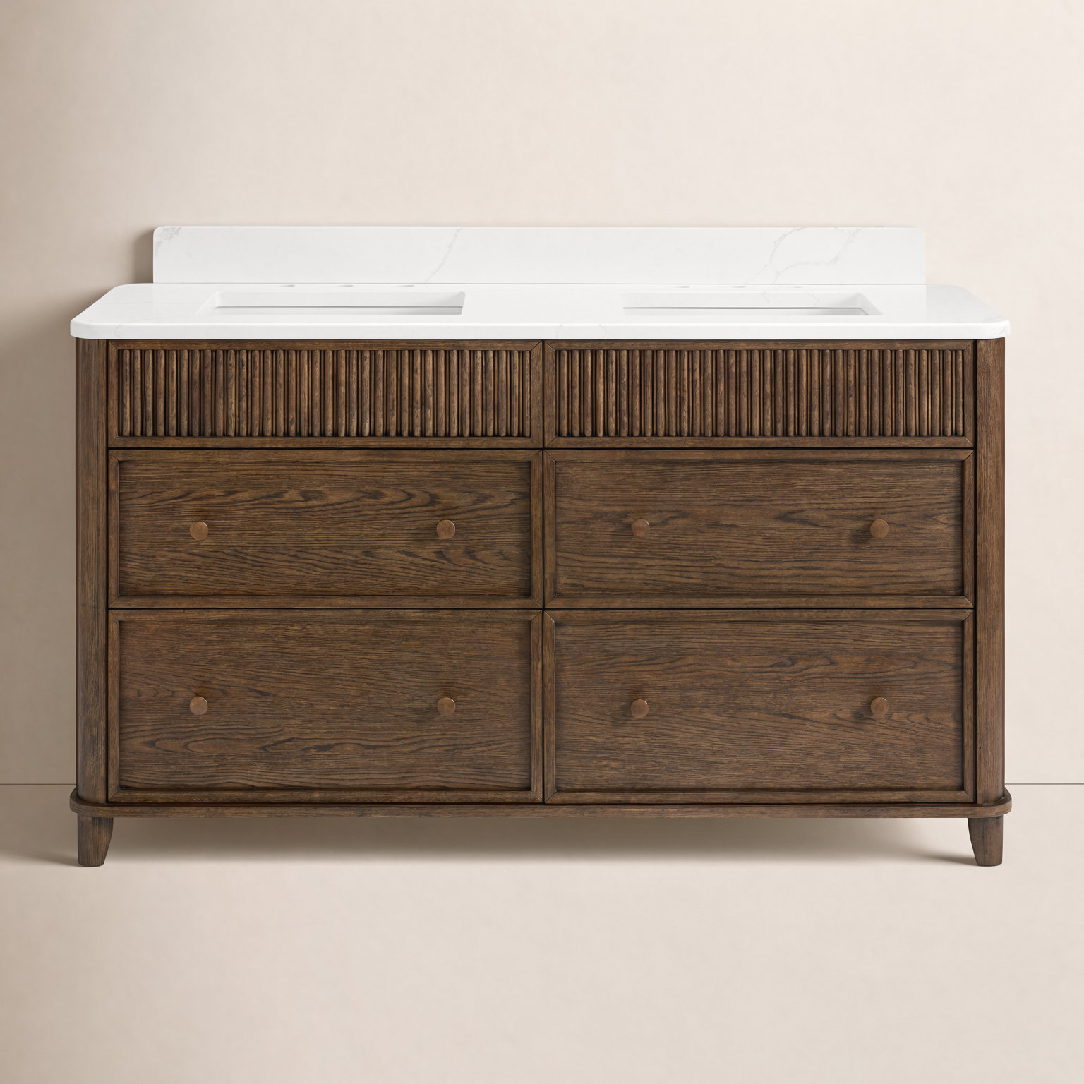 Kennedy Oak Single Bathroom Vanity, Enhanced Brown Oak, 60"