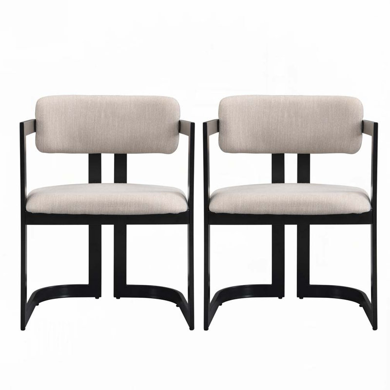 Chaises de salle à manger rembourrées, Gris, Noir