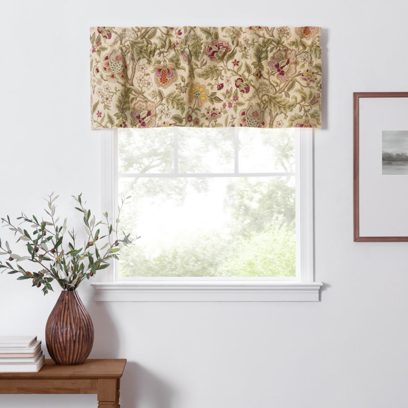 Regency Cotton Floral Tailored Window Valance, Antique