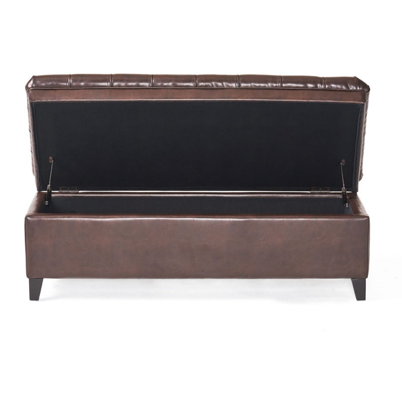 Ayia Upholstered Storage Bench, Brown