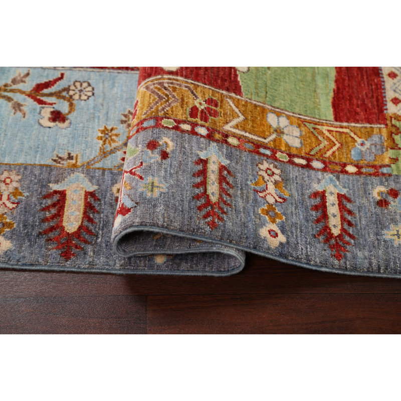 Tapis Kazak à teinture végétale noué à la main 4 x 6
