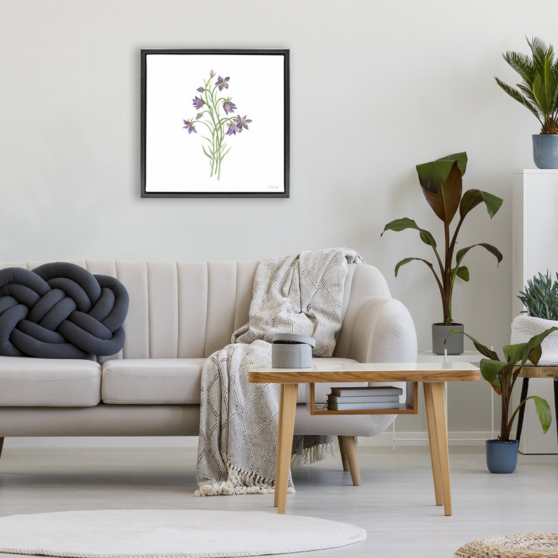 Cadre flottant botanique Soft Bluebells, design par Cindy Jacobs, Cadre flottant noir de jais, H 18 po x l 18 po