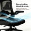 Chaise de bureau ergonomique, appui-tête réglable avec support lombaire et accoudoirs rabattables-1755781256