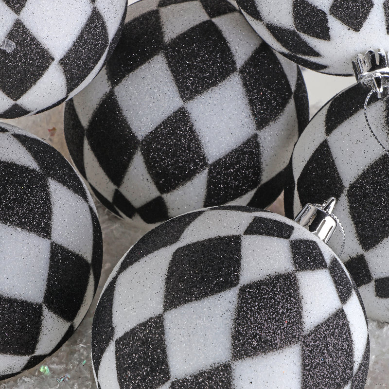 Ornement boule scintillante Harlequinn, Noir / Blanc