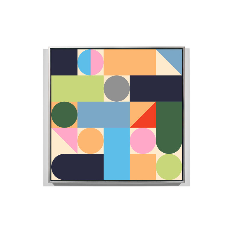 Geometric Figures 1, Silver Floater Framed, 31" H x 31" W